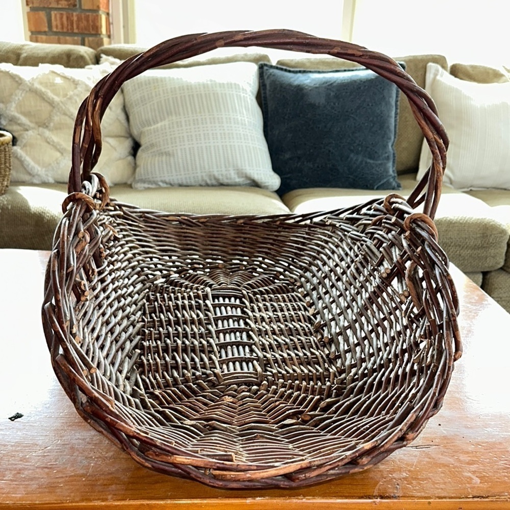 Large Handmade Brown Wicker 30” log Basket - Picture 13 of 16